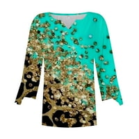 Giligiliso bluze za žene plus veličine Žene cvjetni ispis V-izrez Ležerne prilike Versile Sleevetop