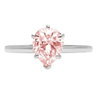 2.0ct kruška ružičasta simulirana dijamant 14k bijela zlatna godišnjica za angažman prsten veličine