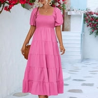Haljina za žene, ženska modna casual pune boje bez rukava bez rukava vruće ružičaste L