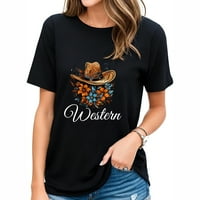 Western Cowboy Hat Western Cowgirl Poklon Vintage Ženska majica kratkih rukava s grafičkim printom - Savršena zabava kraljica i rođendanski poklon crni 2x-veliki