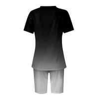 SKSLOEG Workout Gambers, Outfits rukav gradijentni košulja i biciklistička kratke hlače za trenerku, tamno siva s