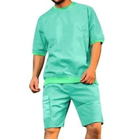 Muškarci odijeva kratki rukav s džepovima Jednostavno trčanje Casual Hotsas Capri udobne sportske pješačke muške proljetne ljetne odjeće set