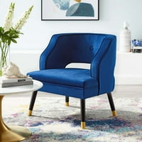 Savremeni moderni urbani dizajner dnevni boravak Lounge Club lobi Predvorje Accent bočna fotelja stolice, baršunasta tkanina, mornarsko plavo