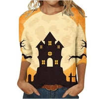 Ženska pad Hallween bluza, Halloween Cat Bat grafički vrhovi za žene ruhove Crewneck pulover majice