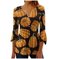 Ušteda Halloween Kostim Casual Butter s rukavima V izrez Henley Košulje Smiješno tiskani poklon kratkih majica Lood Flowy Comfy tunika Bluza za gamaše narandžasto # xxxxl