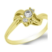 Jamesjenny Women 10k žuti zlatni jedinstveni soltaire Sažetak CZ Ugrađene prstene 6