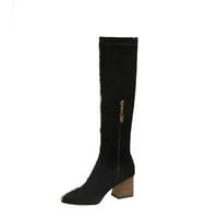 Ženska boot Nova kvadratna peta gusta peta Boja podudaranja britanskog stila čizme čizmama visoke čizme rade crno 5,5