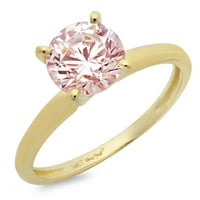CT sjajan okrugli rez simulirani ružičasti dijamant 14k žuti zlatni pasijans prsten sz 4,75