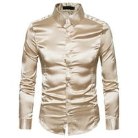 Yubnlvae muške majice muške visokokvalitetne ležerne modne sjajne majice s dugim rukavima - Khaki XL