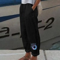 Idoravanske ženske plus veličine Hlače odobrenje modne žene Ljetne casual labavo pamučne i posteljine džepom Štampari hlače