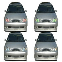 FlashTech LED RGB višebojna halo prstena za fare za farove za Ford Contour 98- V. Fusion Color Promjena