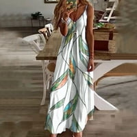 Ženska labava Flowy Boho haljina za plažu Boho duge maxi haljine ljetne bez rukava cvjetno tiskano