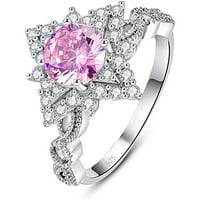 Mnjin žene su stvorile dugu ispunjenu ovalno rez slatka modna prstena ružičasta 6