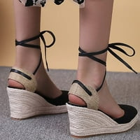 Sandale široke širine za žene za žene Ljeto Novo platformu Visoke potpetice Žene Straw Espadrille cipele