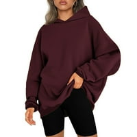Duksevi za žene s kapuljačom dugih rukava Bluze s dugim rukavima čvrsti pulover vrhovi labavi fit tees