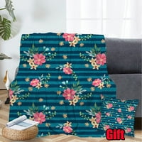 Odštampana cvjetna prugasta bake s jastukom za kauču na kauču izdržljiva flannel pokrivač spomen-poklon
