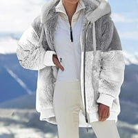 Ženski dugački kaput moda ženska topla lažna jakna zima zimski patentni patelica dugih rukava, zimski