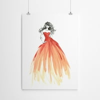 AmericanFlat Coral haljina modna ilustracija blurrsbyai u Art Art Print