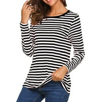 T majice za žene Trendy dugih rukava Osnovna majica Striped košulje Tunic Top Bluze Ženske majice