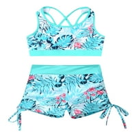 TiaoBug Kids Girls Tropical Print Bikini kupaći kostim set Ljetni plažni kupaći kostimi Natrag usjeve