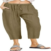 Capris za žene Ležerne ljeto, posteljine hlače Visoko stručni labavi joga Duksevi sa džepovima