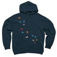 Dizalice za leteće papirne dizalice Ptice mornarička plava grafički pulover Hoodeie - Dizajn od strane ljudi XL