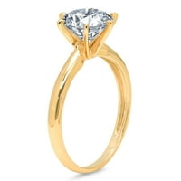 1. CT sjajan okrugli rez Clear Simulirani dijamant 18k žuti zlatni pasijans prsten sz 7