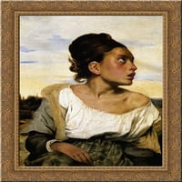 Djevojka sjedala u groblje zlato ukrašeno drvo uokvireno platno umjetnost Delacroix, Eugene