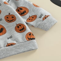 Diconna Baby Boys Girls Halloween Outfits Dugi rukav O vrat Pumpkin tisak + sive hlače za izvlačenje