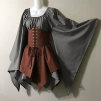 Toto košulje za žene Hbudbalna rukava haljina haljina s korzetom Tradicionalna haljina Gothic Retro posada Corset haljina s dugim rukavima