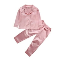 Djeca dječja dječja djevojka Dječji satenski pidžami postavio je kratki rukav dolje Pajemma majica TOP + Hrats dno odijelo za spavanje