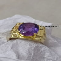 Vjenčani poklon Prirodni certificirani Promjena Alexandrit 14k žuti zlato i drago kameno modni nakit Vjenčani prsten za muškarce i ženski prsten