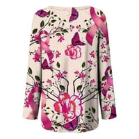 Fanxing Ženske duge tuničke košulje ružičaste vrpce Pulover pulover Duks casual dugih rukava majice s, m, l, xl, xxl