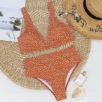 Kupaći kostimi za ženske plus veličine Ženska dva ispisa Seksi Split kupaći kostim bikini kupaći kostim odjeća za plaćanje narančastom l