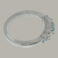 Britanci napravio 14k bijeli zlatni akvamarin i Opal prsten ženski prsten za opseg - Veličine opcije - Veličina 11,75