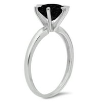 Okrugli rez od 0,5ct crni prirodni ony 18k bijeli zlatni godišnjički angažman prsten veličine 8,75