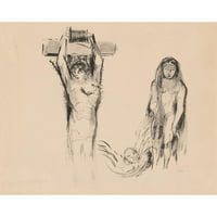 Odilon Redon Crni moderni uokvireni muzej umjetnički print pod nazivom - Sveti Anthony i dvije zahote