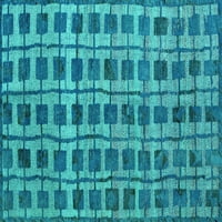 Ahgly Company Machine Persible Centrable Square Sažetak Tirkizno plava modernih prostirki, 8 'kvadrat