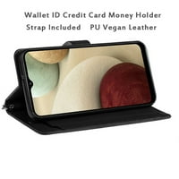 Za Nokia C novčanik futrola PU kožna kreditna kartica ID gotovinskog nosača dvostruko flip torbica sa poklopcem postolja i kaiševa, XPM telefonska futrola [crna]
