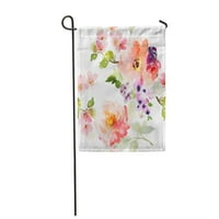 Ružičasta cvjetna proljetna cvijeća na bijelom bojnu je veliki akvarel uzorak buket bašte za zastavu u dekorativnoj zastavi Baner