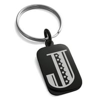 Slovo od nehrđajućeg čelika J inicijalni metro retro monogram ugraviran mali pravokutni pas za pse šarm privjesak za ključeve