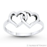 8x dvostruko šarm šarm za odbojnog srca Love Remise Ring u oksidiranom obliku. Srebrna srebra