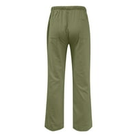 Zunfeo Muške posteljine hlače - nacrtavanje elastičnih hlača ispisane casual coffy pantalone ravno-noga hlače zeleno l