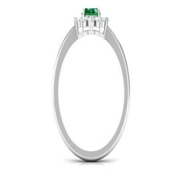 Princeza Diana Inspirirani prsten - laboratorija stvorio smaragdni prsten sa Moissite Halo, Sterling