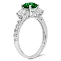 2ct okrugli rez dragocjeni dragulj zeleni simulirani smaragd pravi 18k bijeli zlatni robotski laserski