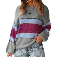 Rovga ženski pulover Dukseri ženski modni patchwork pleteni čvrsti dugi rukav kardigan na vrhu labavog džemper
