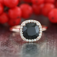 Ograničeno prodajno vrijeme 1. Carat Black Diamond Halo Angažman prsten za vjenčani prsten u 10K ružičastog