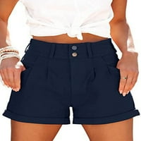 Colisha Women Bermuda kratke hlače Mid Rise Sportske kratke obične šarene hlače sa zatvaračem sa džepovima sa patentnim zatvaračem Navy Blue 3xl