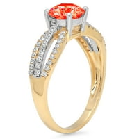 1. CT sjajan okrugli rez simulirani crveni dijamant 14k žuti bijeli zlatni pasijans sa prstenom na Accentima SZ 5.75
