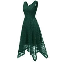 RBAOFUJIE Ljetne haljine za žene Žene V-izrez čipka boja blok draped patchwork slatka zabava večernja odjeća ženske casual haljine zelena haljina